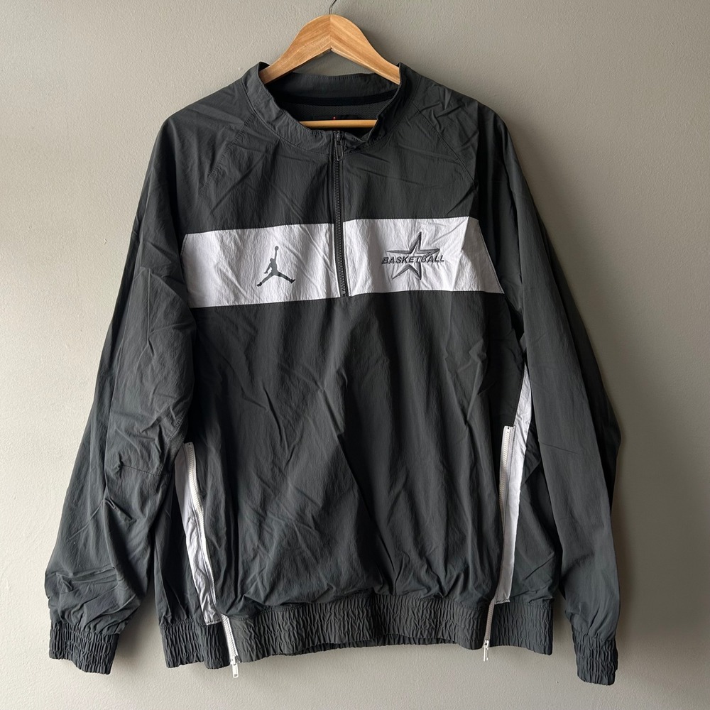 Jordan Brand Basketball Pullover Jacket Men's Size‎ XL Gray White Zip Front